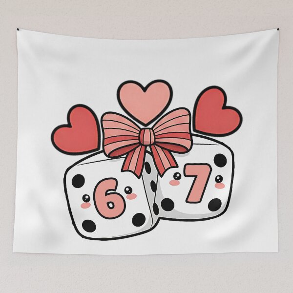 Item preview, 67 dice playing cards coquette cherry dice six seven retro humor designed and sold by ArtDesignTp.