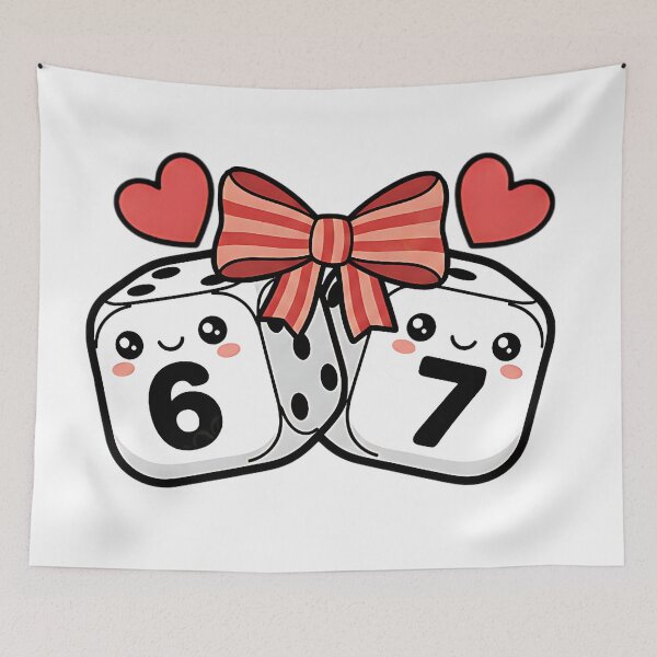Item preview, funny 67 dice cute coquette dice hearts cherry retro vibe Valentine designed and sold by ArtDesignTp.
