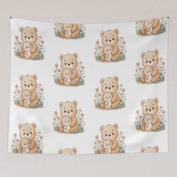 Item preview, Kawaii Bear Hug | Floral Cute Style | Animal Lovers designed and sold by InspiredCreatives.