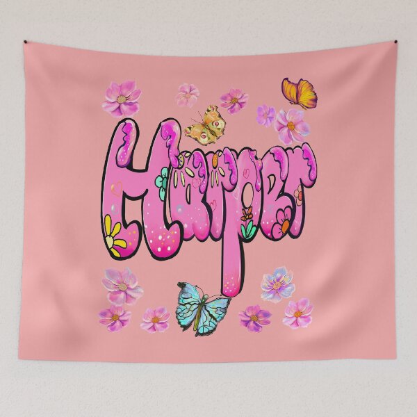 Item preview, Harper name with flowers - Pink floral butterfly aesthetic  designed and sold by Artonmytee.
