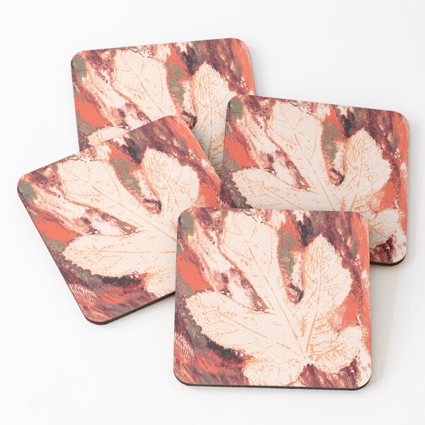 Item preview, Fig Leaf Echo — Ghost Monoprint in Warm Terracotta designed and sold by Gentle Bookbinding.