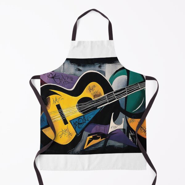 Item preview, Fragmented Rhythm Electric Dreams Cubist Guitar Explosion in Neon Color and Urban Expression designed and sold by OlfactoART Studio.