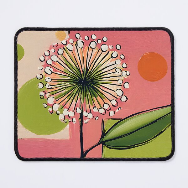 Item preview, Dandelion in Geometric Abstract Space - Vibrant Organic Contrast with Playful Modern Colors designed and sold by OlfactoART Studio.