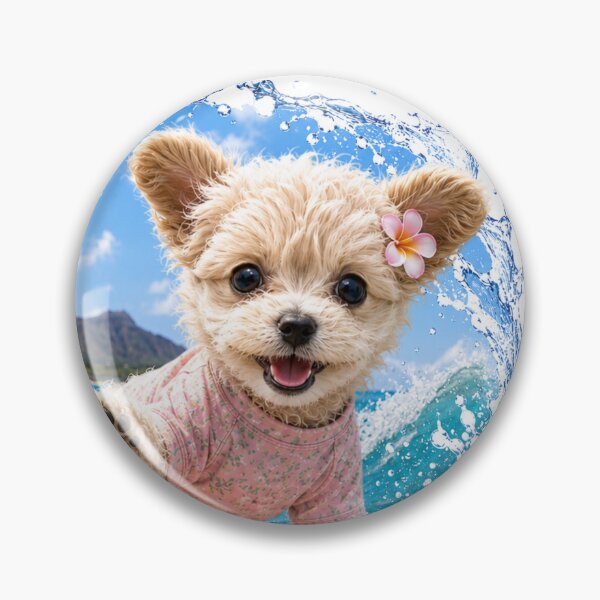 Artikelvorschau, Surfender Welpe in Hawaii – Niedliche tropische Hunde-Wellen-Splash-Kunst entworfen und verkauft von RinaWorksJP.