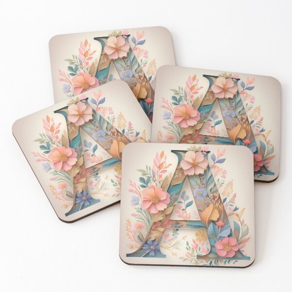 Item preview, Letter A initial, floral botanicals watercolor painting abstract style, flowers and leaves, neutral pastel colors  designed and sold by navitalidesign.