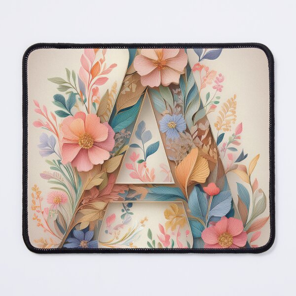 Item preview, Letter A initial, floral botanicals watercolor painting abstract style, flowers and leaves, neutral pastel colors  designed and sold by navitalidesign.