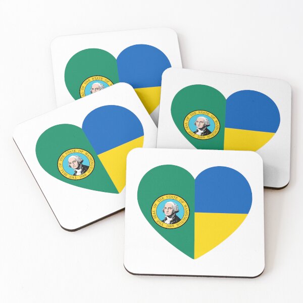 Item preview, Washington State (USA) Ukraine Dual Flag Heart designed and sold by sublimesun.