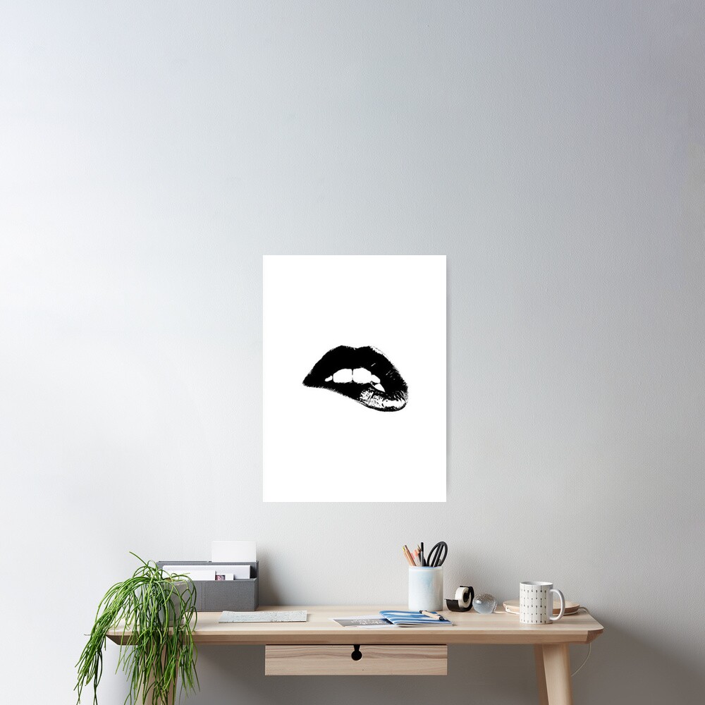 Black and White Lips Wall Decor Poster