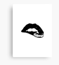 Black and White Lips Wall Decor Canvas Print