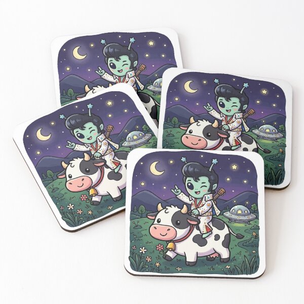Item preview, Alien King of Rock with Cow - Retro Cute Extraterrestrial designed and sold by silviaarzamendia.
