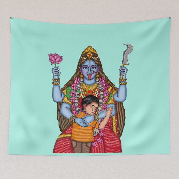 Item preview, Maa Kali With Devotee Digital Artwork | Divine Hindu Spiritual Illustration designed and sold by Harshit_Digital_Arts.