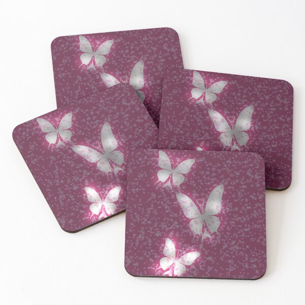 Item preview, Neon white Magical Pink Butterflies – Dreamy Glow Aesthetic Art designed and sold by kerissfantasyart .