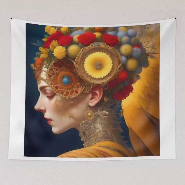 Item preview, Abstract Geometric Art Painting of Cyborg Princess  designed and sold by Carlos Lorenzo.