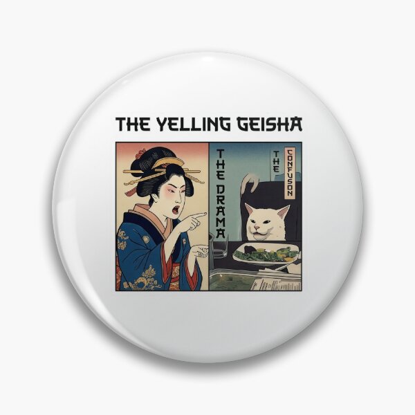 Item preview, The Yelling Geisha - Woman Yelling at Cat Ukiyo-e Meme designed and sold by PixelsTelas.
