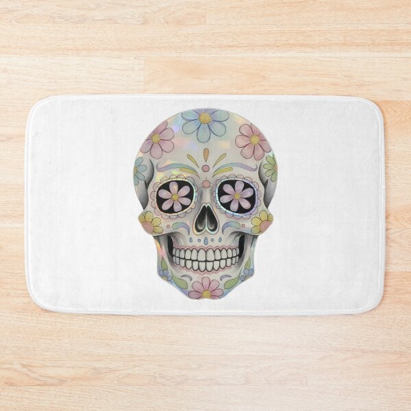 Item preview, Sugar Skull Iridescent Watercolor Pencil Oil Pastel Day of the Dead Art designed and sold by GymTanLaundry.