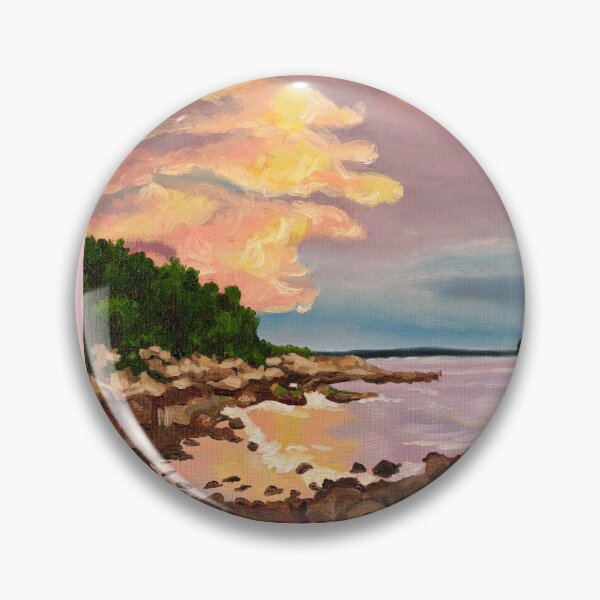 Aperçu de l'œuvre Peinture à l'huile pastel du ciel de la côte du Maine créée et vendue par AckerbeeArt.