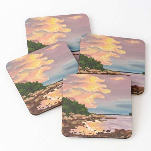 Item preview, Maine Coast Pastel Sky Oil Painting designed and sold by AckerbeeArt.