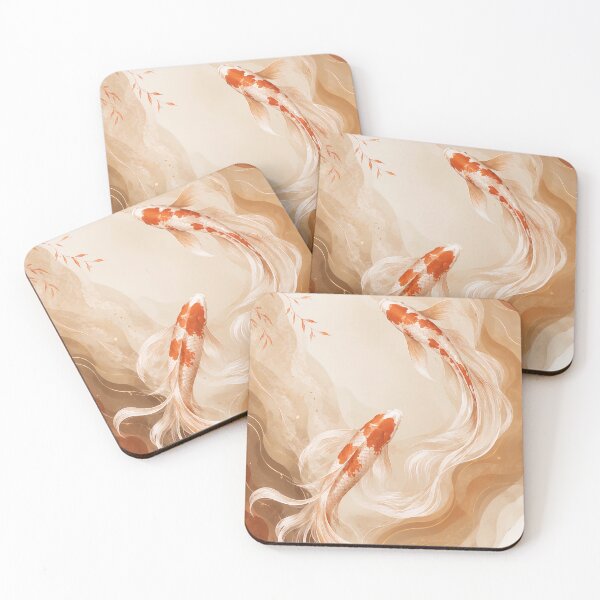 Item preview, Elegant Koi Harmony, Warm Earth Japanese Fantasy Art designed and sold by ms_illustration.