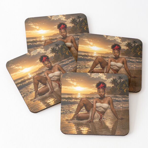 Item preview, Golden Sunset Beach Portrait | Tropical Ocean Wall Art | Caribbean Summer Photography designed and sold by TedKentPhoto.