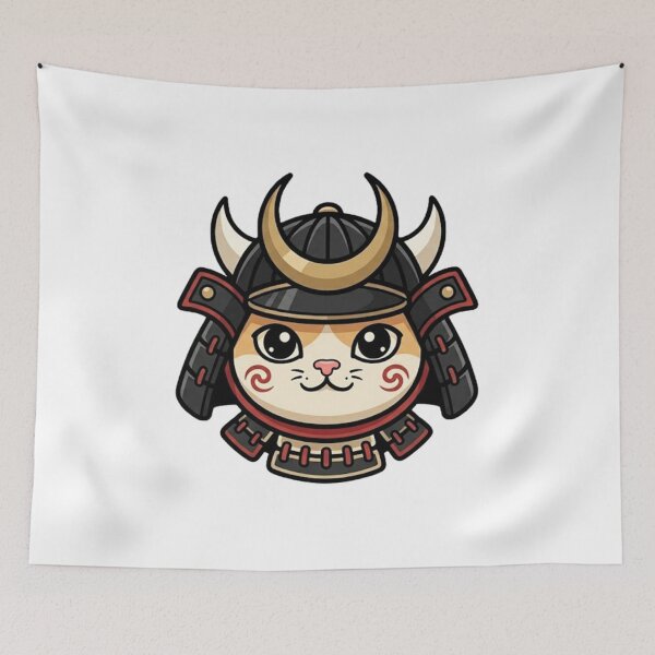 Item preview, Whimsical Cat Samurai Helmet Funny Design designed and sold by Tiffany-Star.