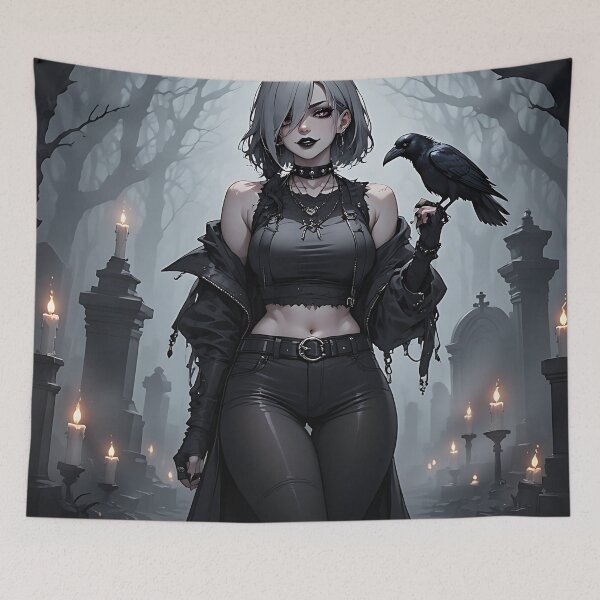 Item preview, Hot Halloween Anime Goth Girl Waifu 84 designed and sold by Your New Fixation.