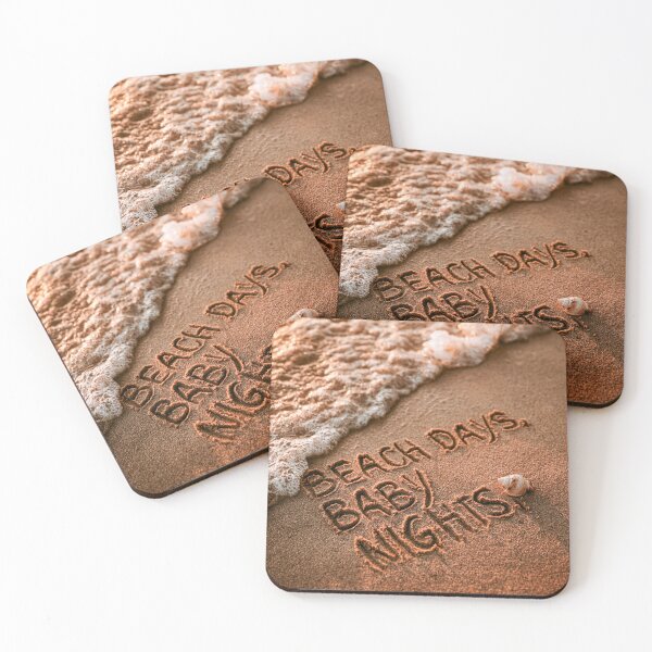 Item preview, Beach Days Baby Nights Message in Sand with Tiny Sea Snail Shell designed and sold by chase-thewave.
