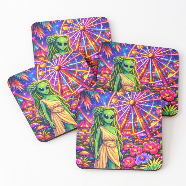 Item preview, Alien Carnival Garden | Psychedelic Fantasy Art designed and sold by LuxuryApparels.