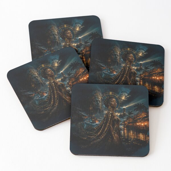 Item preview, Mystic African Goddess Night Art | Dark Fantasy Tropical Kingdom | Cinematic Mythology Wall Art designed and sold by TedKentPhoto.