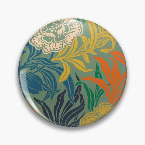 Item preview, Art Nouveau Vintage Floral Botanical Wood Block Flower Pattern designed and sold by kierkegaard.
