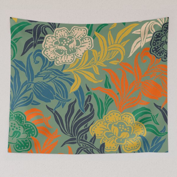 Item preview, Art Nouveau Vintage Floral Botanical Wood Block Flower Pattern designed and sold by kierkegaard.