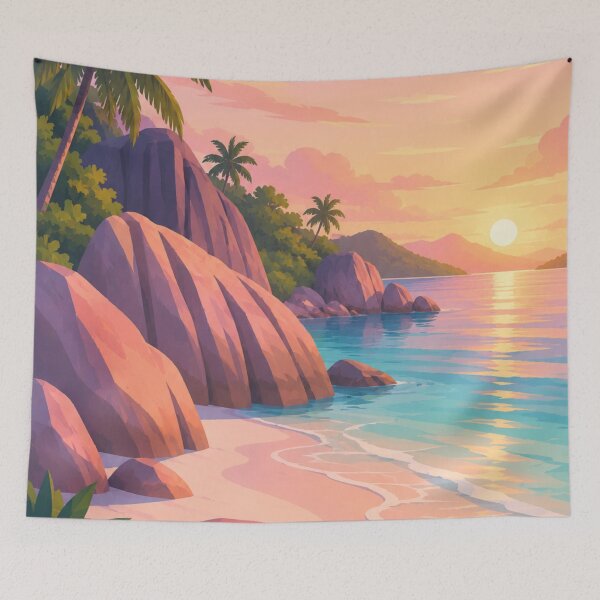 Item preview, La Digue Seychelles Sunrise Paradise designed and sold by Creative_Canvas.