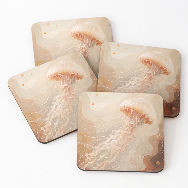 Item preview, Elegant Floating Jellyfish in Warm Earth Tones designed and sold by ms_illustration.