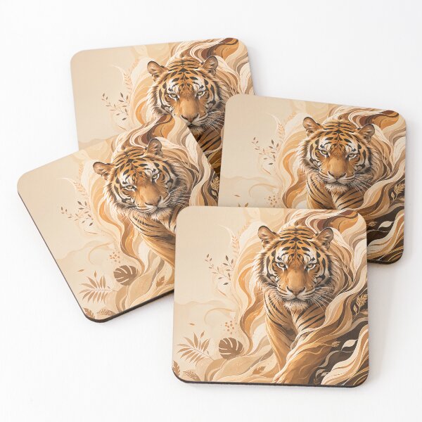 Item preview, Elegant Jungle Tiger in Soft Beige and Terracotta Palette designed and sold by ms_illustration.