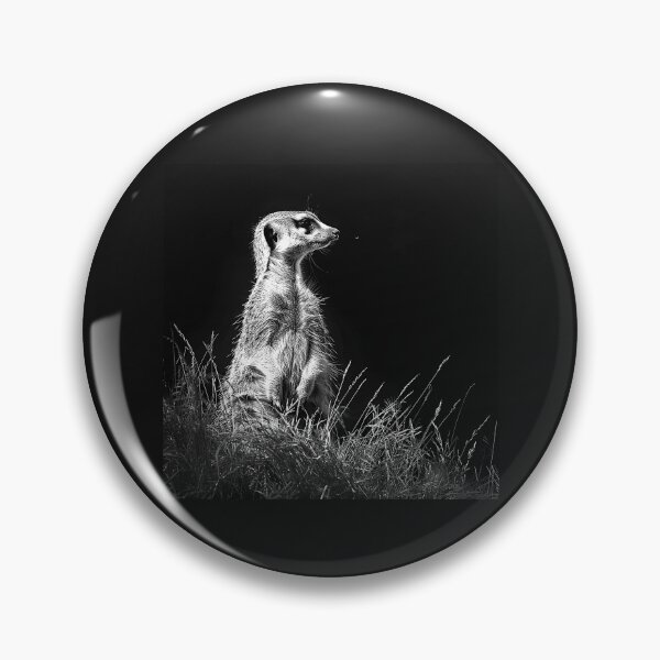 Item preview, Solitary Meerkat Black and White Wildlife Portrait designed and sold by inkoutninja.