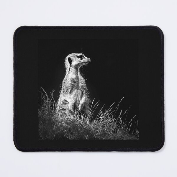 Item preview, Solitary Meerkat Black and White Wildlife Portrait designed and sold by inkoutninja.