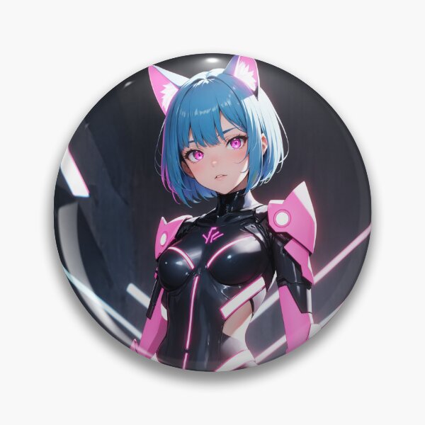 Item preview, Cyberpunk Anime Cat Girl in Sci-Fi Mech Suit Art - Uzubi Dochiru designed and sold by iloveanimechibi.