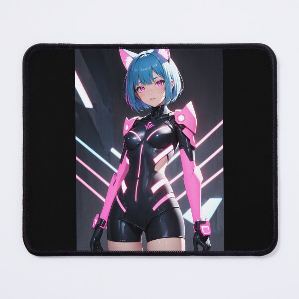 Item preview, Cyberpunk Anime Cat Girl in Sci-Fi Mech Suit Art - Uzubi Dochiru designed and sold by iloveanimechibi.