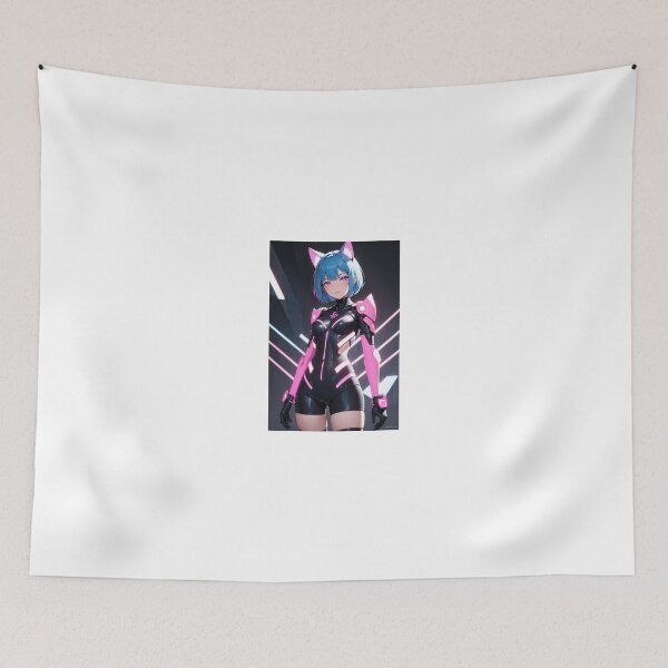 Item preview, Cyberpunk Anime Cat Girl in Sci-Fi Mech Suit Art - Uzubi Dochiru designed and sold by iloveanimechibi.