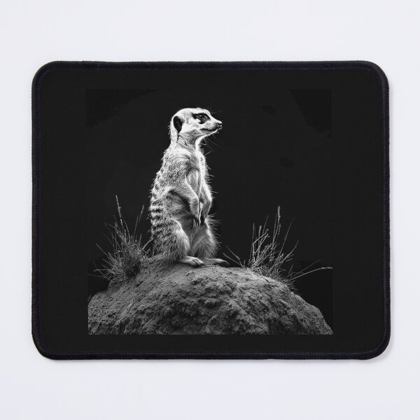 Item preview, Meerkat Lookout Black and White Wildlife Portrait designed and sold by inkoutninja.