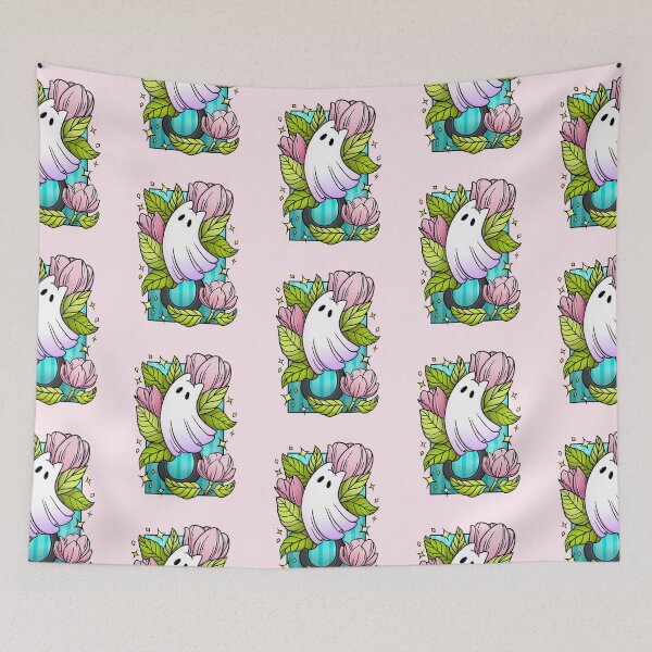 Item preview, Ghostly Feline Friend visits among the Tulips designed and sold by mcrow-creations.
