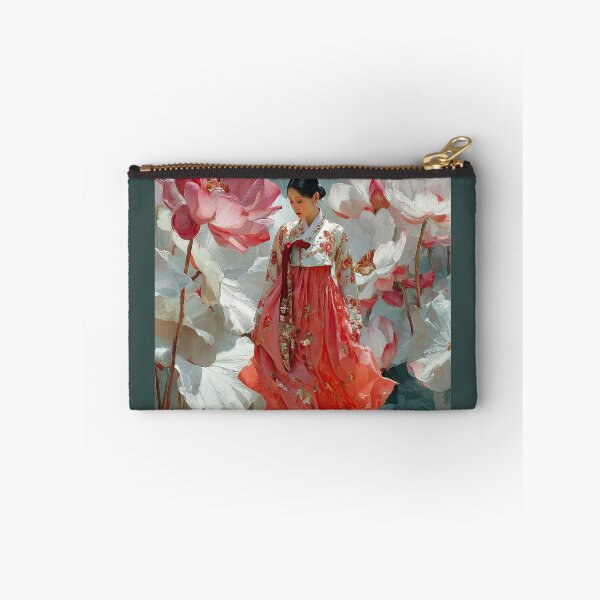 Item preview, Elegant Woman in Hanbok with Blooming Lotuses designed and sold by colorful-white.