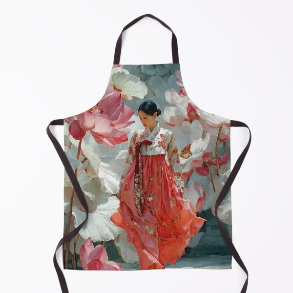 Item preview, Elegant Woman in Hanbok with Blooming Lotuses designed and sold by colorful-white.