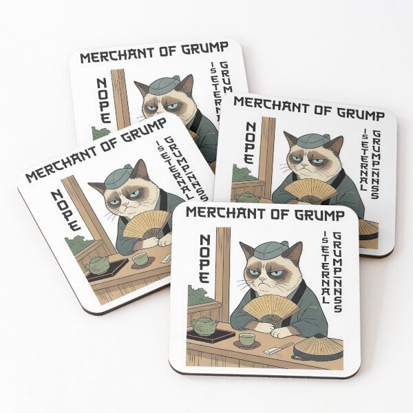 Item preview, Merchant of Grump - Vintage Ukiyo-e Grumpy Cat Meme designed and sold by PixelsTelas.