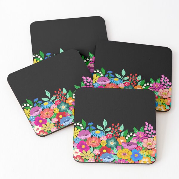 Item preview, Wildflower garden on black designed and sold by Jennifer Ladd.