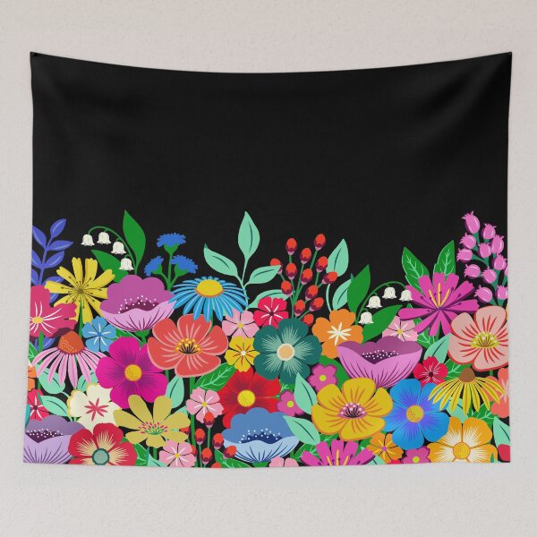 Item preview, Wildflower garden on black designed and sold by Jennifer Ladd.