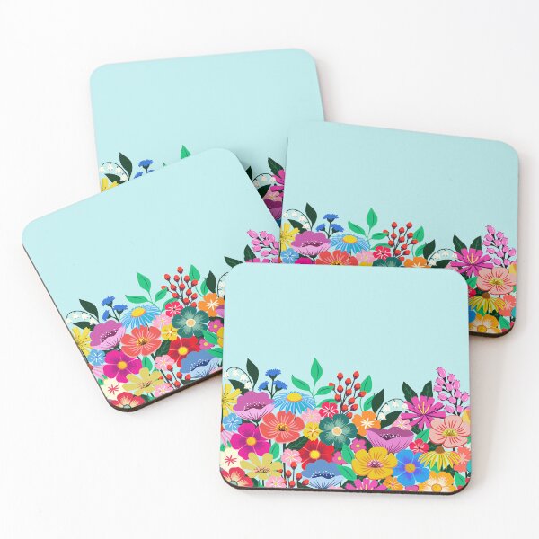 Item preview, Wildflower garden on light blue designed and sold by Jennifer Ladd.