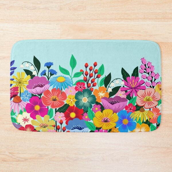 Item preview, Wildflower garden on light blue designed and sold by Jennifer Ladd.