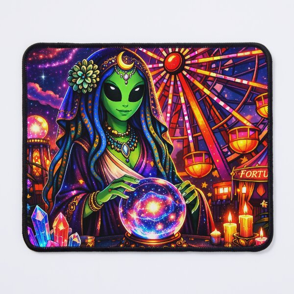 Item preview, Celestia the Ferris Oracle | Psychedelic Alien Fortune Teller Art Print designed and sold by LuxuryApparels.