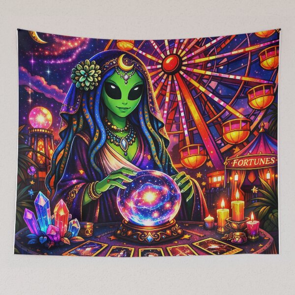 Item preview, Celestia the Ferris Oracle | Psychedelic Alien Fortune Teller Art Print designed and sold by LuxuryApparels.