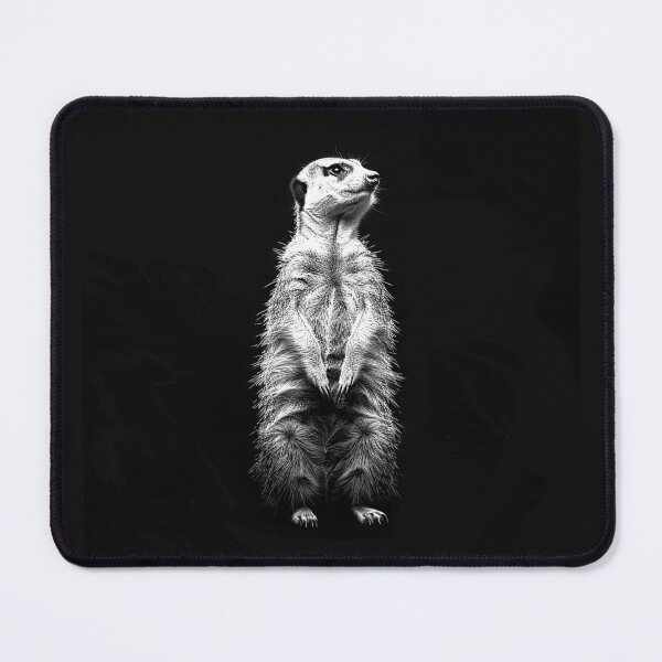 Item preview, Standing Meerkat Black and White Wildlife Portrait designed and sold by inkoutninja.